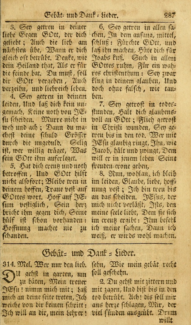 Das Geistliche Saitenspiel: oder, Eine Sammlung auserlesener, erbaulicher, geistreicher Lieder zum Gebrauch aller Gottliebenden Seelen, insonderheit für dei Gemeinen der Evangelischen... (1st Aufl.) page 287