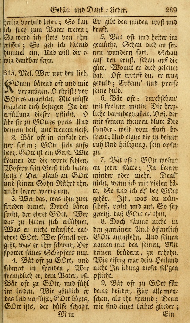 Das Geistliche Saitenspiel: oder, Eine Sammlung auserlesener, erbaulicher, geistreicher Lieder zum Gebrauch aller Gottliebenden Seelen, insonderheit für dei Gemeinen der Evangelischen... (1st Aufl.) page 289