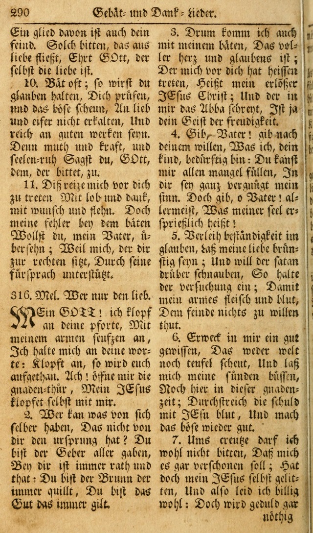 Das Geistliche Saitenspiel: oder, Eine Sammlung auserlesener, erbaulicher, geistreicher Lieder zum Gebrauch aller Gottliebenden Seelen, insonderheit für dei Gemeinen der Evangelischen... (1st Aufl.) page 290