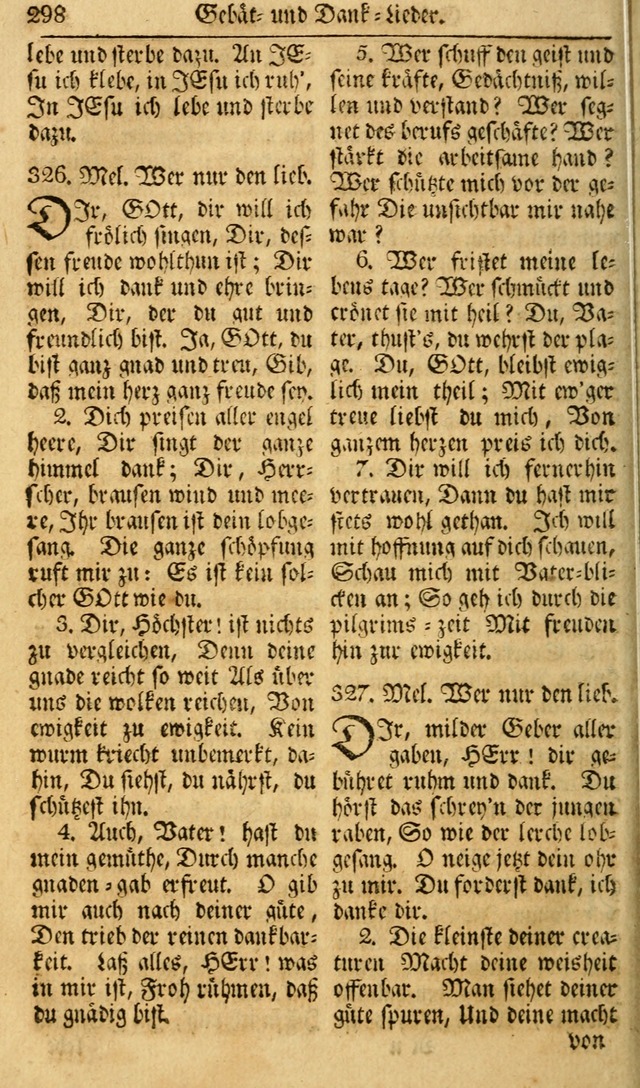 Das Geistliche Saitenspiel: oder, Eine Sammlung auserlesener, erbaulicher, geistreicher Lieder zum Gebrauch aller Gottliebenden Seelen, insonderheit für dei Gemeinen der Evangelischen... (1st Aufl.) page 298