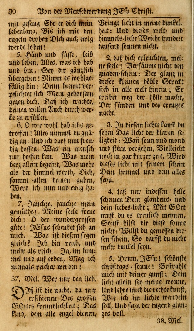 Das Geistliche Saitenspiel: oder, Eine Sammlung auserlesener, erbaulicher, geistreicher Lieder zum Gebrauch aller Gottliebenden Seelen, insonderheit für dei Gemeinen der Evangelischen... (1st Aufl.) page 30