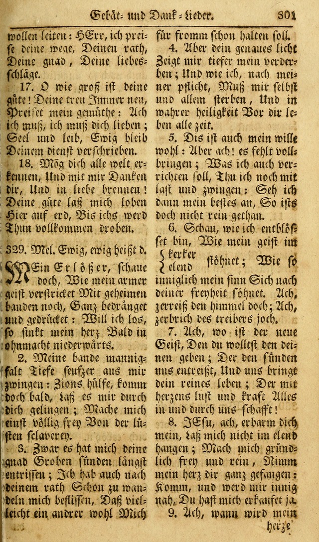 Das Geistliche Saitenspiel: oder, Eine Sammlung auserlesener, erbaulicher, geistreicher Lieder zum Gebrauch aller Gottliebenden Seelen, insonderheit für dei Gemeinen der Evangelischen... (1st Aufl.) page 301