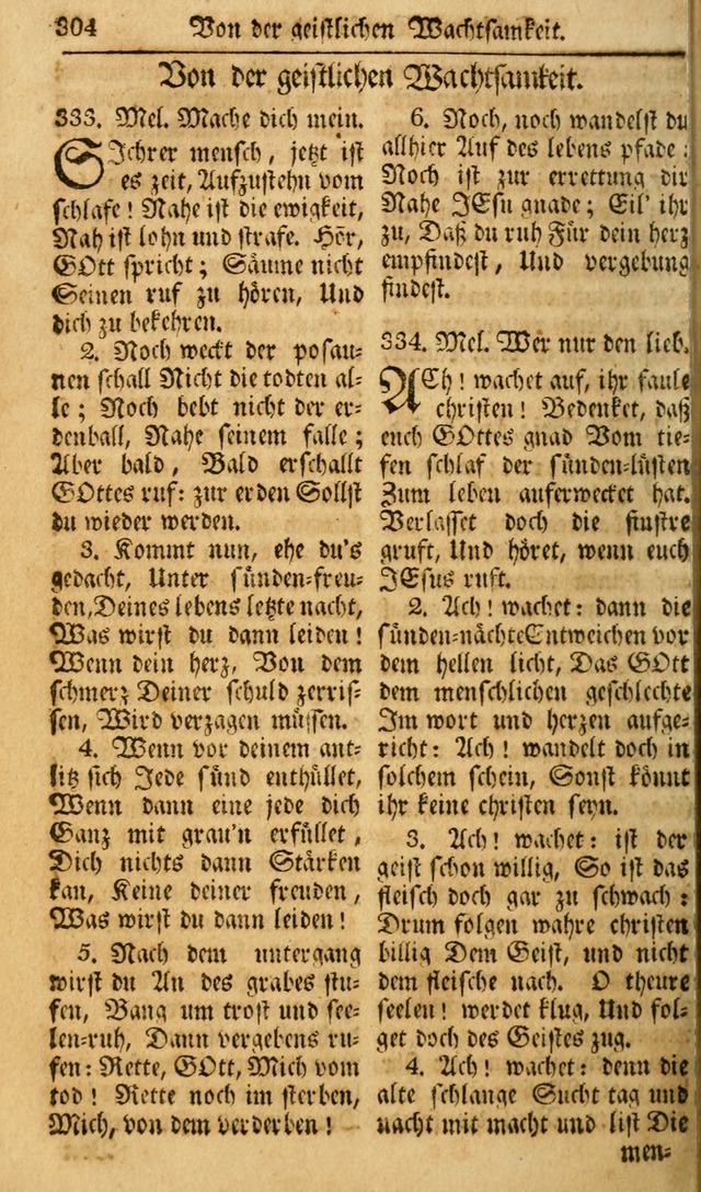 Das Geistliche Saitenspiel: oder, Eine Sammlung auserlesener, erbaulicher, geistreicher Lieder zum Gebrauch aller Gottliebenden Seelen, insonderheit für dei Gemeinen der Evangelischen... (1st Aufl.) page 304