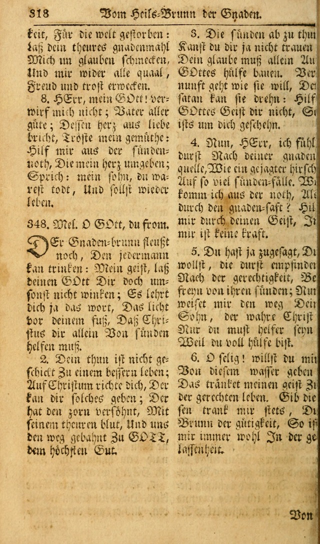 Das Geistliche Saitenspiel: oder, Eine Sammlung auserlesener, erbaulicher, geistreicher Lieder zum Gebrauch aller Gottliebenden Seelen, insonderheit für dei Gemeinen der Evangelischen... (1st Aufl.) page 318