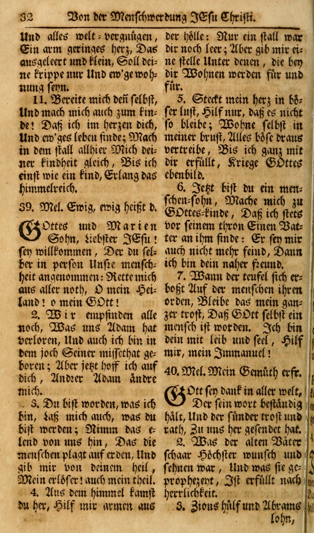 Das Geistliche Saitenspiel: oder, Eine Sammlung auserlesener, erbaulicher, geistreicher Lieder zum Gebrauch aller Gottliebenden Seelen, insonderheit für dei Gemeinen der Evangelischen... (1st Aufl.) page 32