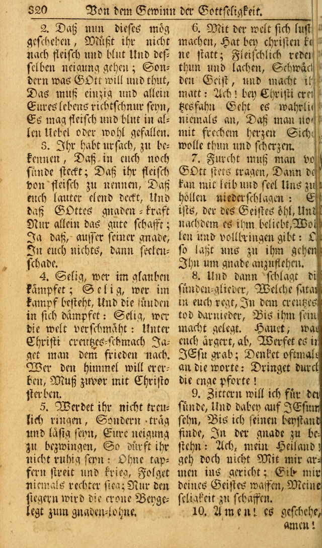 Das Geistliche Saitenspiel: oder, Eine Sammlung auserlesener, erbaulicher, geistreicher Lieder zum Gebrauch aller Gottliebenden Seelen, insonderheit für dei Gemeinen der Evangelischen... (1st Aufl.) page 320