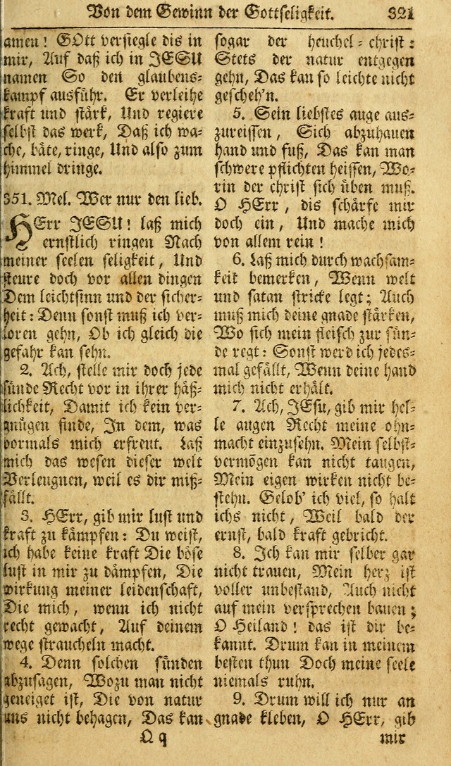 Das Geistliche Saitenspiel: oder, Eine Sammlung auserlesener, erbaulicher, geistreicher Lieder zum Gebrauch aller Gottliebenden Seelen, insonderheit für dei Gemeinen der Evangelischen... (1st Aufl.) page 321