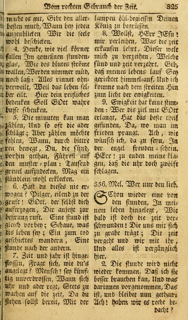 Das Geistliche Saitenspiel: oder, Eine Sammlung auserlesener, erbaulicher, geistreicher Lieder zum Gebrauch aller Gottliebenden Seelen, insonderheit für dei Gemeinen der Evangelischen... (1st Aufl.) page 325