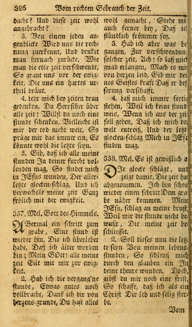 Das Geistliche Saitenspiel: oder, Eine Sammlung auserlesener, erbaulicher, geistreicher Lieder zum Gebrauch aller Gottliebenden Seelen, insonderheit für dei Gemeinen der Evangelischen... (1st Aufl.) page 326