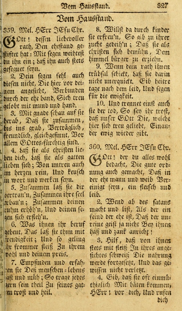 Das Geistliche Saitenspiel: oder, Eine Sammlung auserlesener, erbaulicher, geistreicher Lieder zum Gebrauch aller Gottliebenden Seelen, insonderheit für dei Gemeinen der Evangelischen... (1st Aufl.) page 327