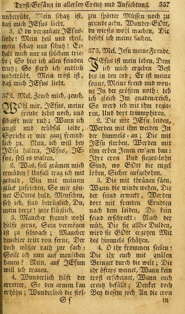 Das Geistliche Saitenspiel: oder, Eine Sammlung auserlesener, erbaulicher, geistreicher Lieder zum Gebrauch aller Gottliebenden Seelen, insonderheit für dei Gemeinen der Evangelischen... (1st Aufl.) page 337