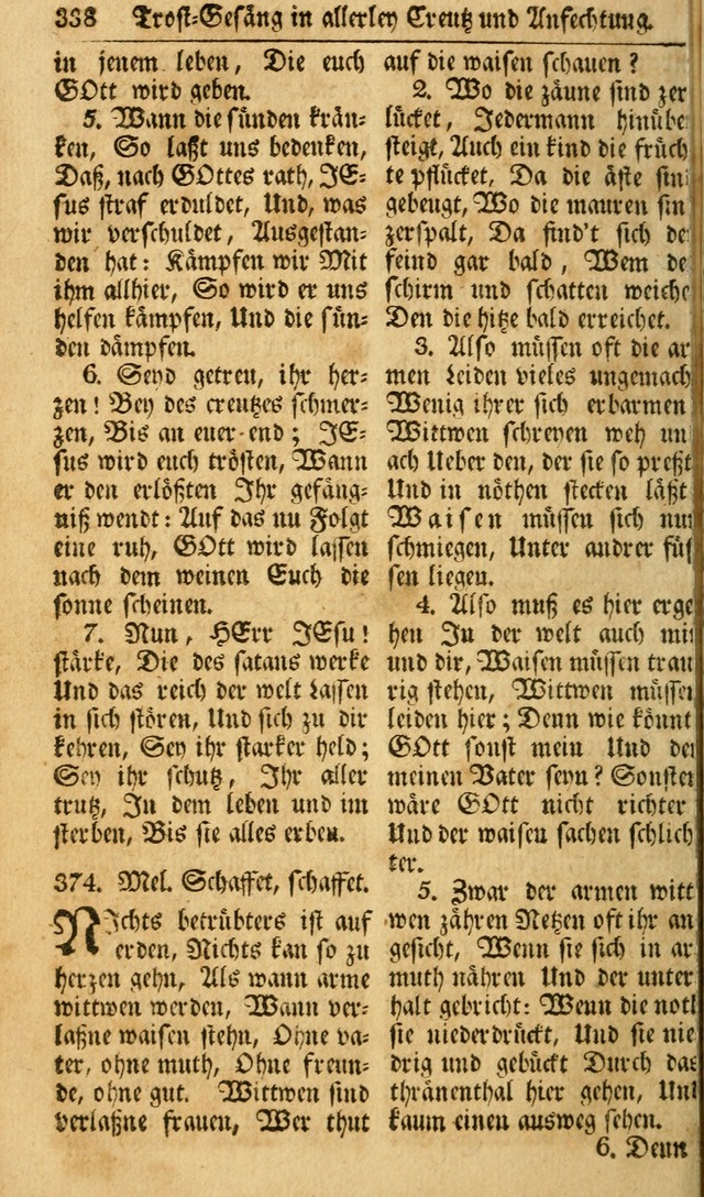 Das Geistliche Saitenspiel: oder, Eine Sammlung auserlesener, erbaulicher, geistreicher Lieder zum Gebrauch aller Gottliebenden Seelen, insonderheit für dei Gemeinen der Evangelischen... (1st Aufl.) page 338