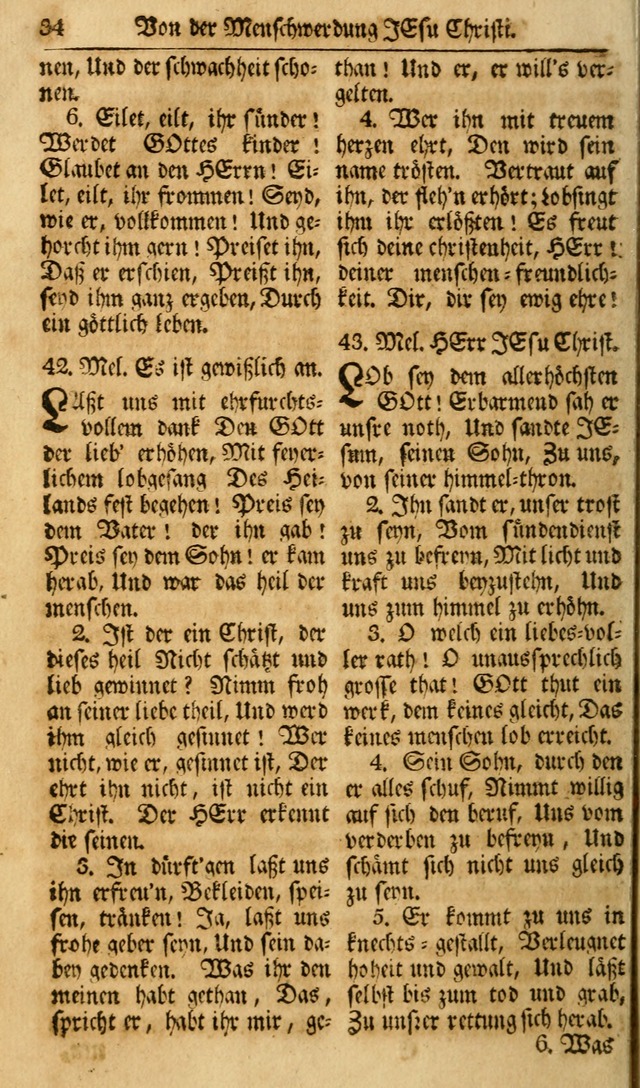 Das Geistliche Saitenspiel: oder, Eine Sammlung auserlesener, erbaulicher, geistreicher Lieder zum Gebrauch aller Gottliebenden Seelen, insonderheit für dei Gemeinen der Evangelischen... (1st Aufl.) page 34