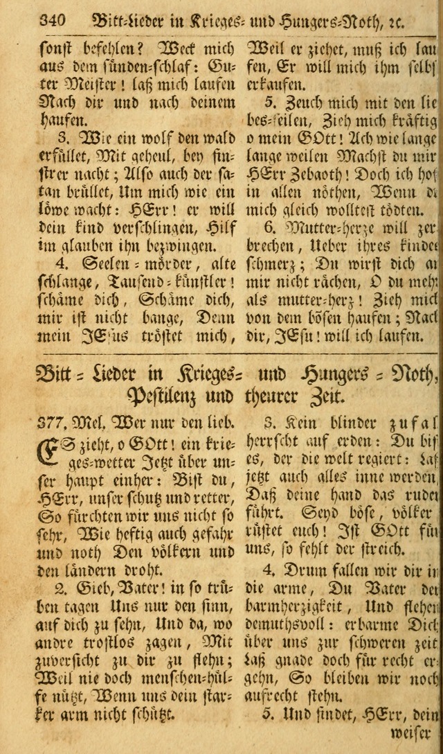 Das Geistliche Saitenspiel: oder, Eine Sammlung auserlesener, erbaulicher, geistreicher Lieder zum Gebrauch aller Gottliebenden Seelen, insonderheit für dei Gemeinen der Evangelischen... (1st Aufl.) page 340