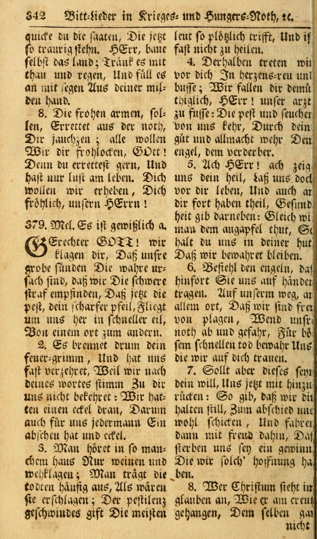 Das Geistliche Saitenspiel: oder, Eine Sammlung auserlesener, erbaulicher, geistreicher Lieder zum Gebrauch aller Gottliebenden Seelen, insonderheit für dei Gemeinen der Evangelischen... (1st Aufl.) page 342