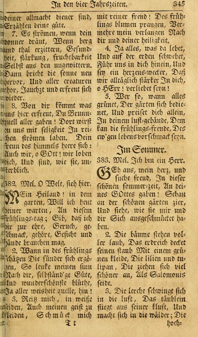 Das Geistliche Saitenspiel: oder, Eine Sammlung auserlesener, erbaulicher, geistreicher Lieder zum Gebrauch aller Gottliebenden Seelen, insonderheit für dei Gemeinen der Evangelischen... (1st Aufl.) page 345