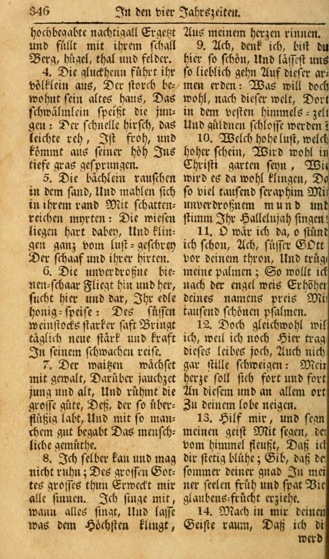 Das Geistliche Saitenspiel: oder, Eine Sammlung auserlesener, erbaulicher, geistreicher Lieder zum Gebrauch aller Gottliebenden Seelen, insonderheit für dei Gemeinen der Evangelischen... (1st Aufl.) page 346