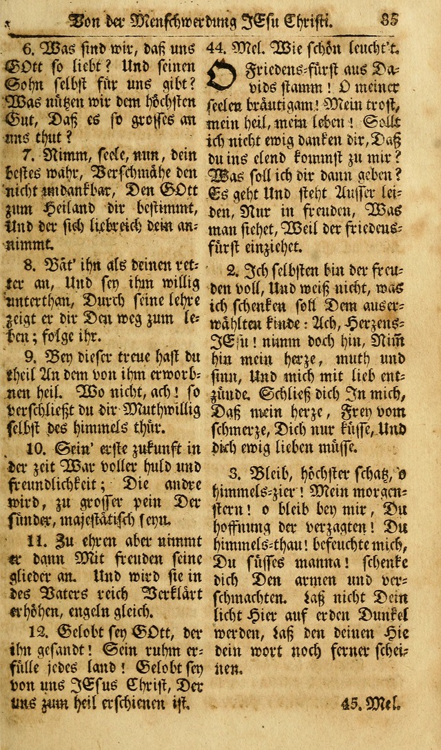 Das Geistliche Saitenspiel: oder, Eine Sammlung auserlesener, erbaulicher, geistreicher Lieder zum Gebrauch aller Gottliebenden Seelen, insonderheit für dei Gemeinen der Evangelischen... (1st Aufl.) page 35