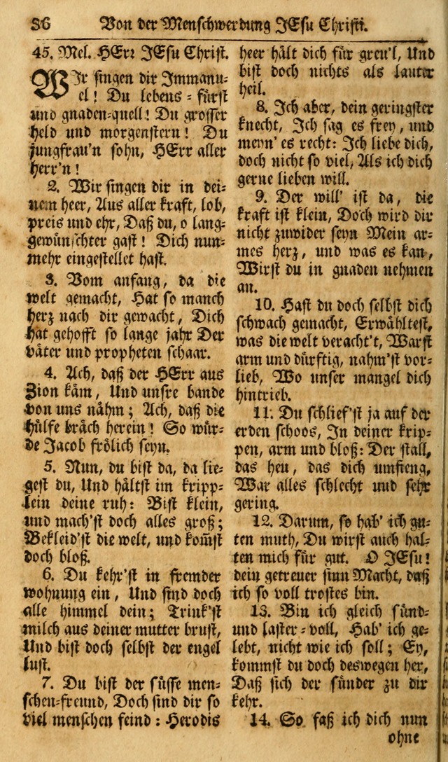 Das Geistliche Saitenspiel: oder, Eine Sammlung auserlesener, erbaulicher, geistreicher Lieder zum Gebrauch aller Gottliebenden Seelen, insonderheit für dei Gemeinen der Evangelischen... (1st Aufl.) page 36