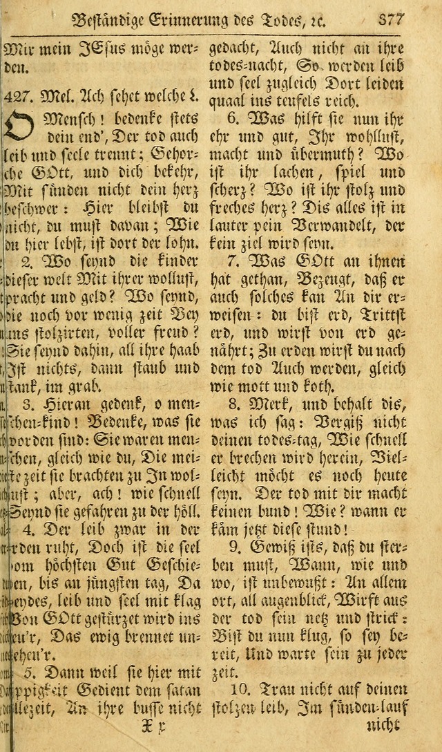 Das Geistliche Saitenspiel: oder, Eine Sammlung auserlesener, erbaulicher, geistreicher Lieder zum Gebrauch aller Gottliebenden Seelen, insonderheit für dei Gemeinen der Evangelischen... (1st Aufl.) page 377