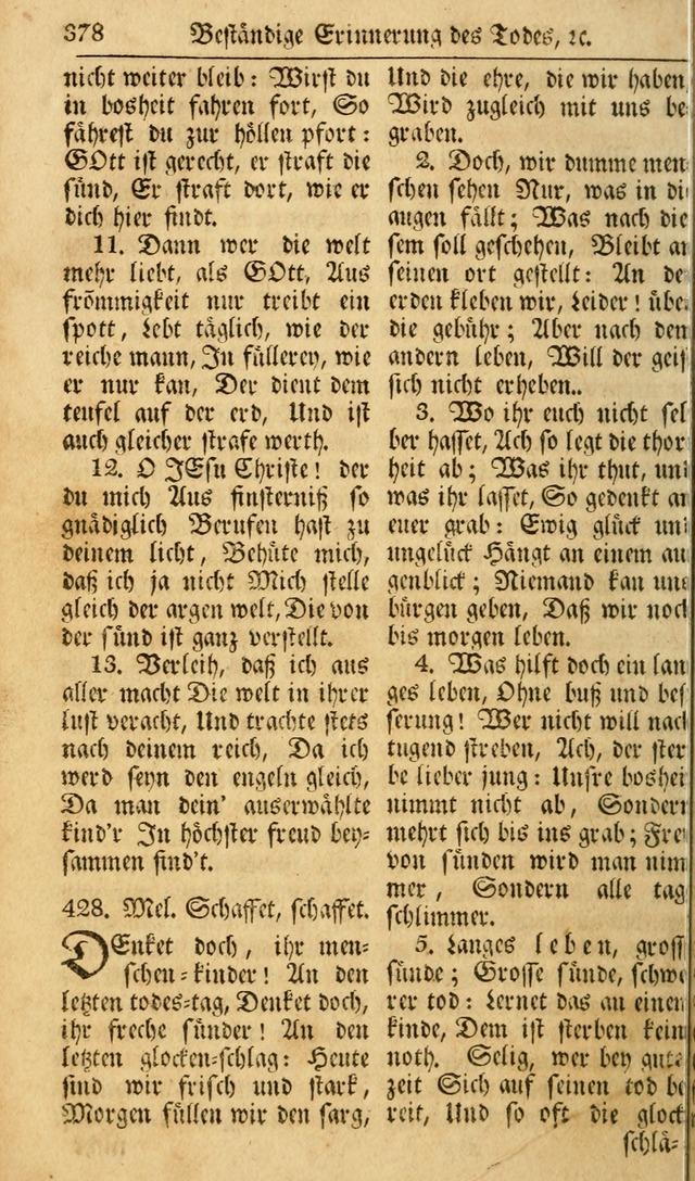 Das Geistliche Saitenspiel: oder, Eine Sammlung auserlesener, erbaulicher, geistreicher Lieder zum Gebrauch aller Gottliebenden Seelen, insonderheit für dei Gemeinen der Evangelischen... (1st Aufl.) page 378