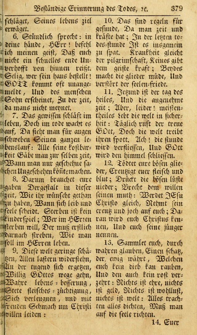 Das Geistliche Saitenspiel: oder, Eine Sammlung auserlesener, erbaulicher, geistreicher Lieder zum Gebrauch aller Gottliebenden Seelen, insonderheit für dei Gemeinen der Evangelischen... (1st Aufl.) page 379