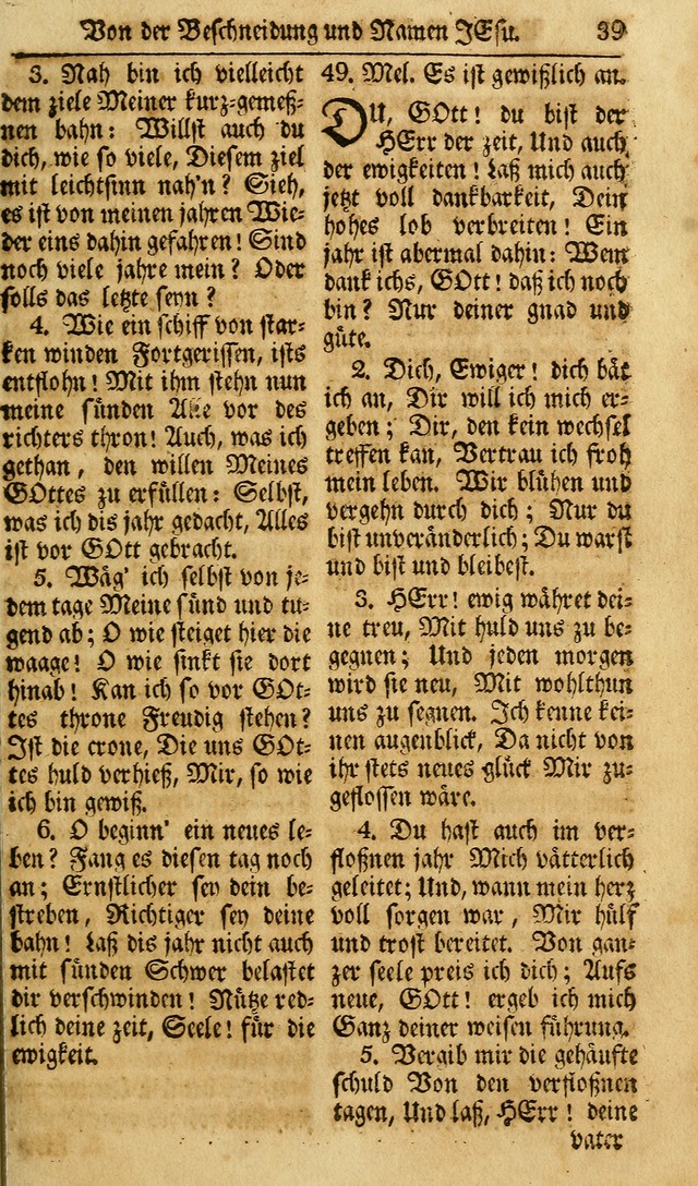 Das Geistliche Saitenspiel: oder, Eine Sammlung auserlesener, erbaulicher, geistreicher Lieder zum Gebrauch aller Gottliebenden Seelen, insonderheit für dei Gemeinen der Evangelischen... (1st Aufl.) page 39