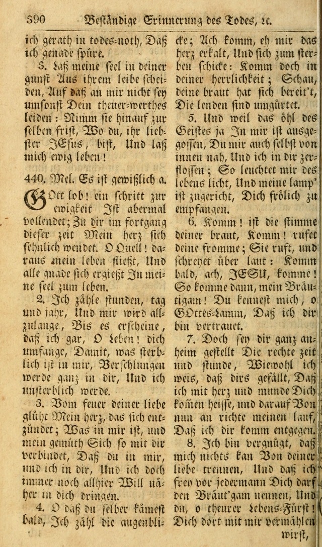 Das Geistliche Saitenspiel: oder, Eine Sammlung auserlesener, erbaulicher, geistreicher Lieder zum Gebrauch aller Gottliebenden Seelen, insonderheit für dei Gemeinen der Evangelischen... (1st Aufl.) page 390