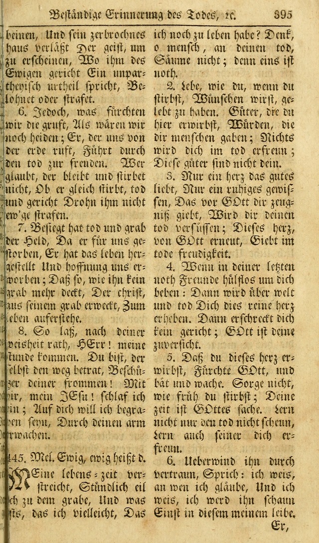 Das Geistliche Saitenspiel: oder, Eine Sammlung auserlesener, erbaulicher, geistreicher Lieder zum Gebrauch aller Gottliebenden Seelen, insonderheit für dei Gemeinen der Evangelischen... (1st Aufl.) page 395