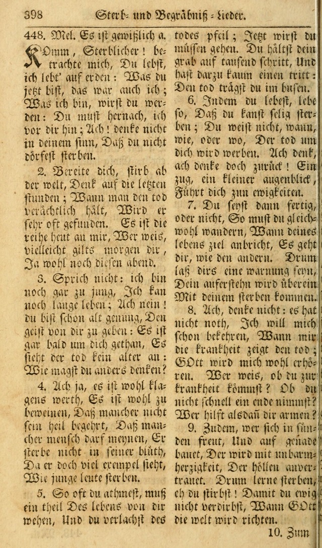 Das Geistliche Saitenspiel: oder, Eine Sammlung auserlesener, erbaulicher, geistreicher Lieder zum Gebrauch aller Gottliebenden Seelen, insonderheit für dei Gemeinen der Evangelischen... (1st Aufl.) page 398