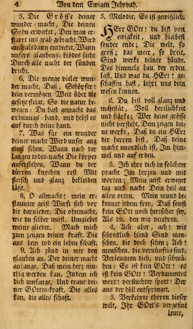 Das Geistliche Saitenspiel: oder, Eine Sammlung auserlesener, erbaulicher, geistreicher Lieder zum Gebrauch aller Gottliebenden Seelen, insonderheit für dei Gemeinen der Evangelischen... (1st Aufl.) page 4