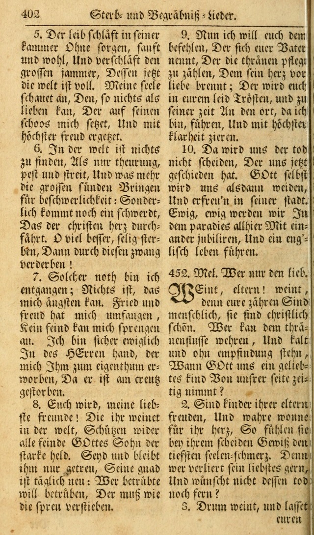 Das Geistliche Saitenspiel: oder, Eine Sammlung auserlesener, erbaulicher, geistreicher Lieder zum Gebrauch aller Gottliebenden Seelen, insonderheit für dei Gemeinen der Evangelischen... (1st Aufl.) page 402