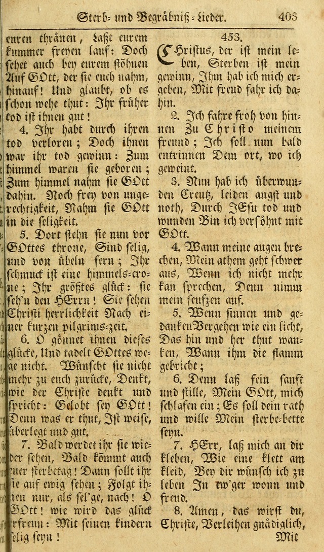 Das Geistliche Saitenspiel: oder, Eine Sammlung auserlesener, erbaulicher, geistreicher Lieder zum Gebrauch aller Gottliebenden Seelen, insonderheit für dei Gemeinen der Evangelischen... (1st Aufl.) page 403