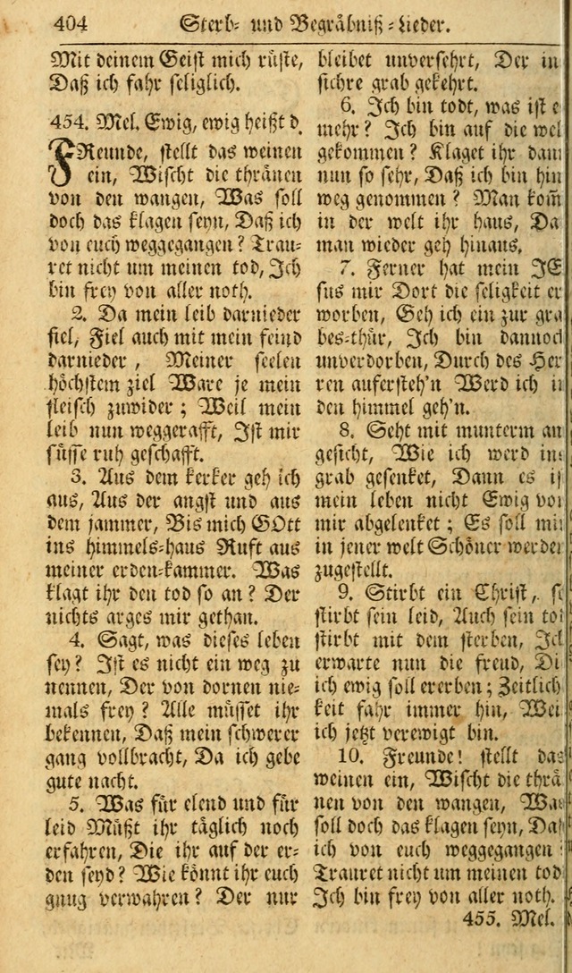 Das Geistliche Saitenspiel: oder, Eine Sammlung auserlesener, erbaulicher, geistreicher Lieder zum Gebrauch aller Gottliebenden Seelen, insonderheit für dei Gemeinen der Evangelischen... (1st Aufl.) page 404