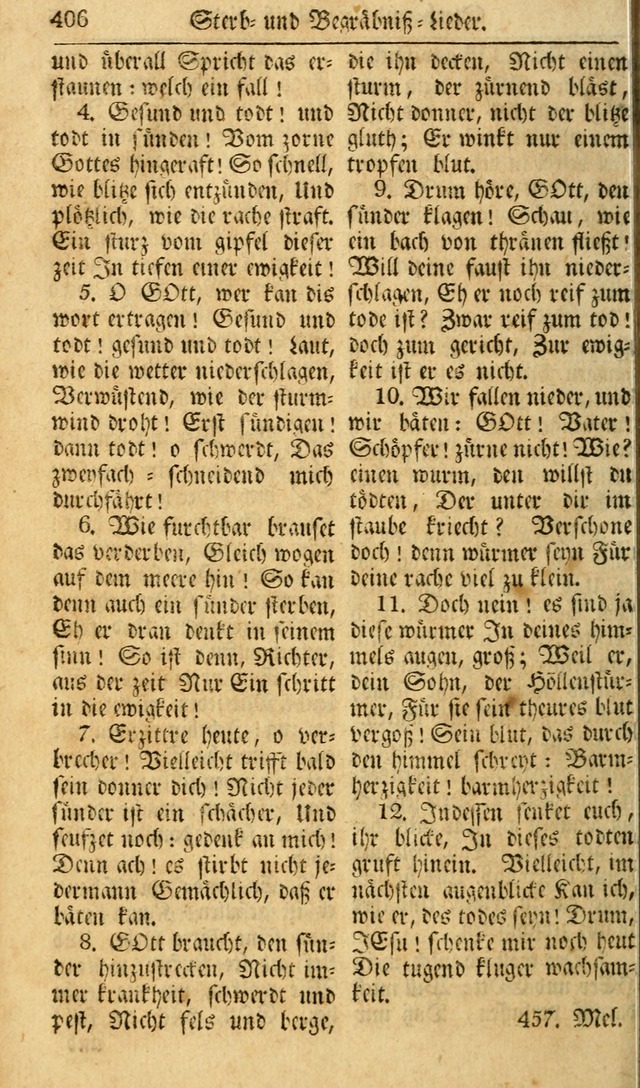 Das Geistliche Saitenspiel: oder, Eine Sammlung auserlesener, erbaulicher, geistreicher Lieder zum Gebrauch aller Gottliebenden Seelen, insonderheit für dei Gemeinen der Evangelischen... (1st Aufl.) page 406