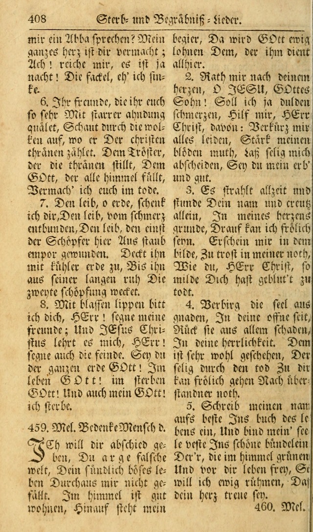 Das Geistliche Saitenspiel: oder, Eine Sammlung auserlesener, erbaulicher, geistreicher Lieder zum Gebrauch aller Gottliebenden Seelen, insonderheit für dei Gemeinen der Evangelischen... (1st Aufl.) page 408