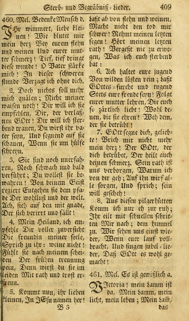 Das Geistliche Saitenspiel: oder, Eine Sammlung auserlesener, erbaulicher, geistreicher Lieder zum Gebrauch aller Gottliebenden Seelen, insonderheit für dei Gemeinen der Evangelischen... (1st Aufl.) page 409