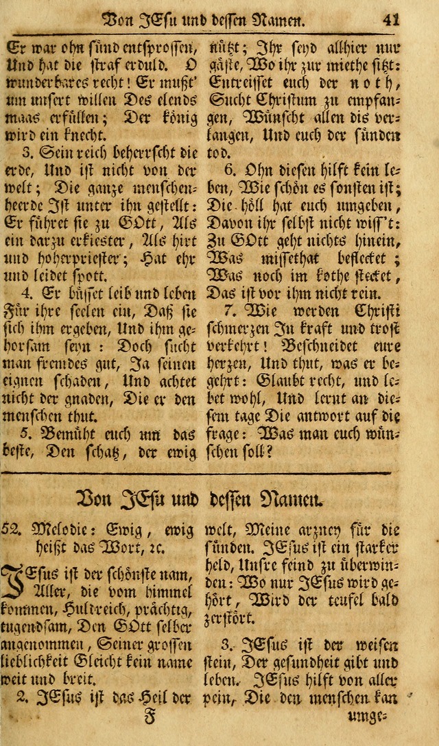 Das Geistliche Saitenspiel: oder, Eine Sammlung auserlesener, erbaulicher, geistreicher Lieder zum Gebrauch aller Gottliebenden Seelen, insonderheit für dei Gemeinen der Evangelischen... (1st Aufl.) page 41