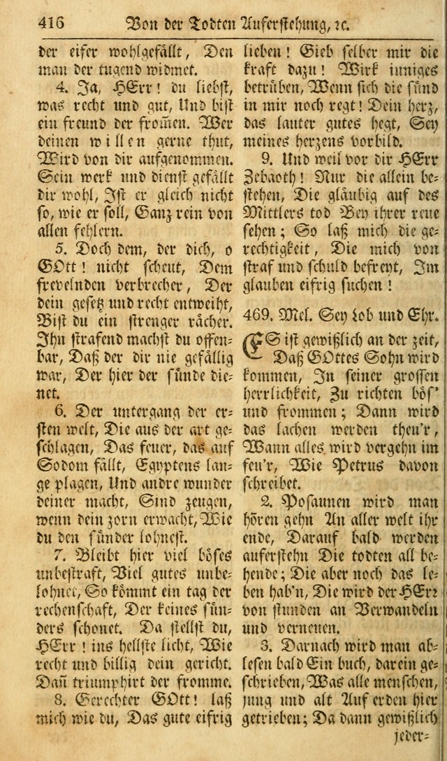 Das Geistliche Saitenspiel: oder, Eine Sammlung auserlesener, erbaulicher, geistreicher Lieder zum Gebrauch aller Gottliebenden Seelen, insonderheit für dei Gemeinen der Evangelischen... (1st Aufl.) page 416