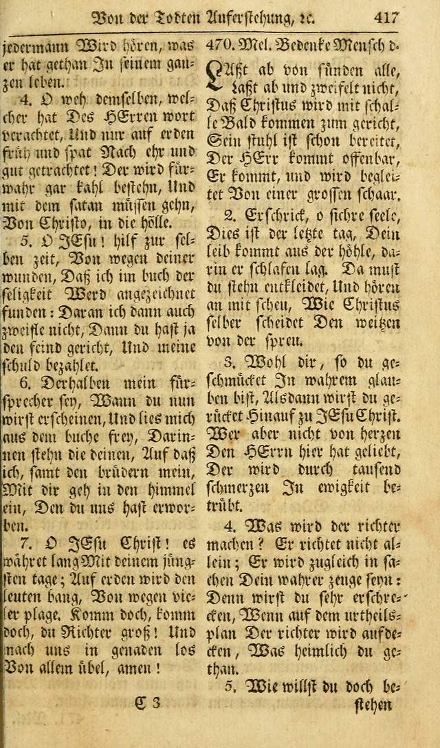 Das Geistliche Saitenspiel: oder, Eine Sammlung auserlesener, erbaulicher, geistreicher Lieder zum Gebrauch aller Gottliebenden Seelen, insonderheit für dei Gemeinen der Evangelischen... (1st Aufl.) page 417