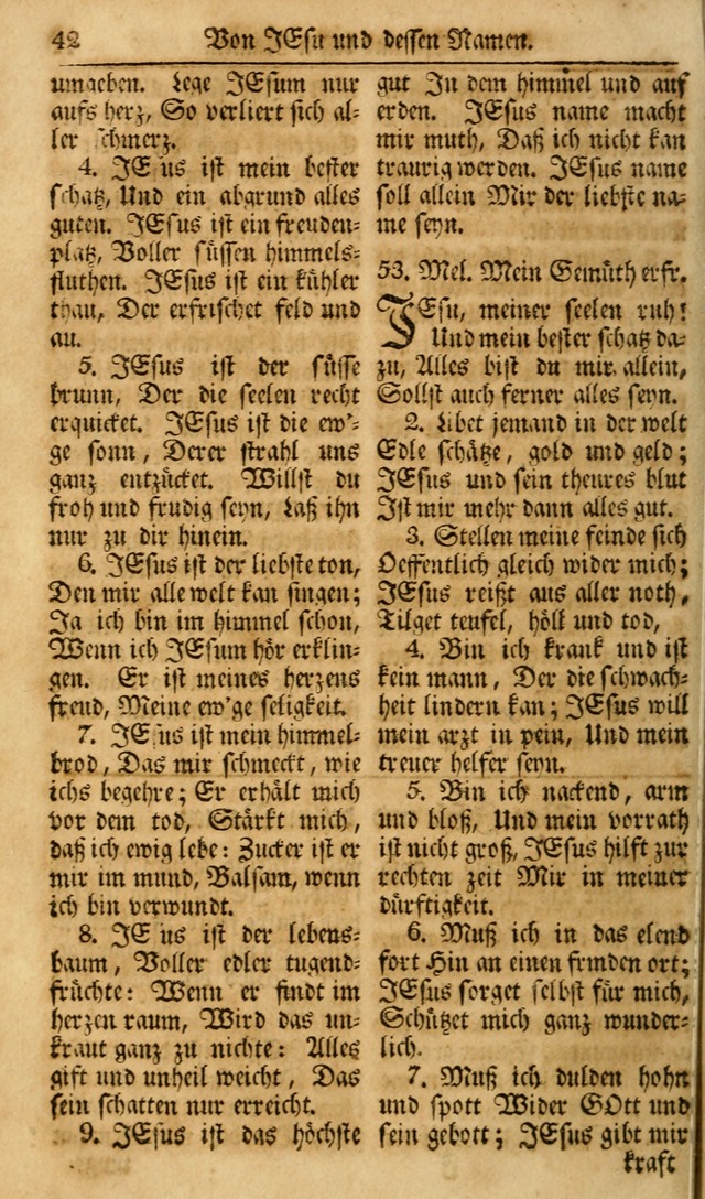 Das Geistliche Saitenspiel: oder, Eine Sammlung auserlesener, erbaulicher, geistreicher Lieder zum Gebrauch aller Gottliebenden Seelen, insonderheit für dei Gemeinen der Evangelischen... (1st Aufl.) page 42