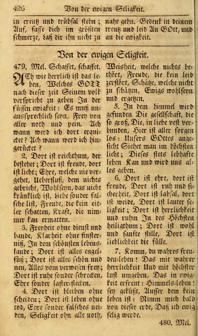 Das Geistliche Saitenspiel: oder, Eine Sammlung auserlesener, erbaulicher, geistreicher Lieder zum Gebrauch aller Gottliebenden Seelen, insonderheit für dei Gemeinen der Evangelischen... (1st Aufl.) page 426