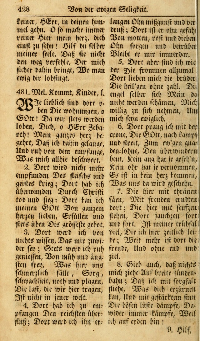 Das Geistliche Saitenspiel: oder, Eine Sammlung auserlesener, erbaulicher, geistreicher Lieder zum Gebrauch aller Gottliebenden Seelen, insonderheit für dei Gemeinen der Evangelischen... (1st Aufl.) page 428