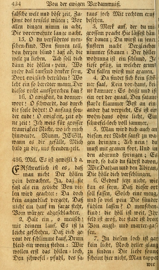 Das Geistliche Saitenspiel: oder, Eine Sammlung auserlesener, erbaulicher, geistreicher Lieder zum Gebrauch aller Gottliebenden Seelen, insonderheit für dei Gemeinen der Evangelischen... (1st Aufl.) page 434