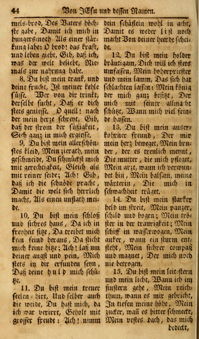 Das Geistliche Saitenspiel: oder, Eine Sammlung auserlesener, erbaulicher, geistreicher Lieder zum Gebrauch aller Gottliebenden Seelen, insonderheit für dei Gemeinen der Evangelischen... (1st Aufl.) page 44