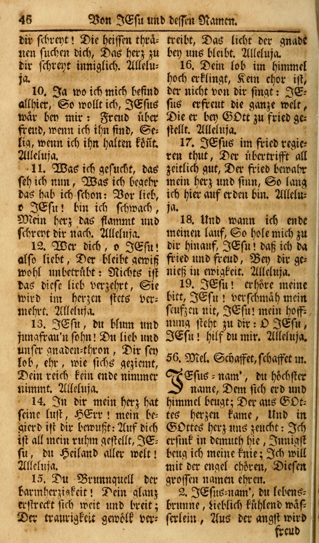 Das Geistliche Saitenspiel: oder, Eine Sammlung auserlesener, erbaulicher, geistreicher Lieder zum Gebrauch aller Gottliebenden Seelen, insonderheit für dei Gemeinen der Evangelischen... (1st Aufl.) page 46