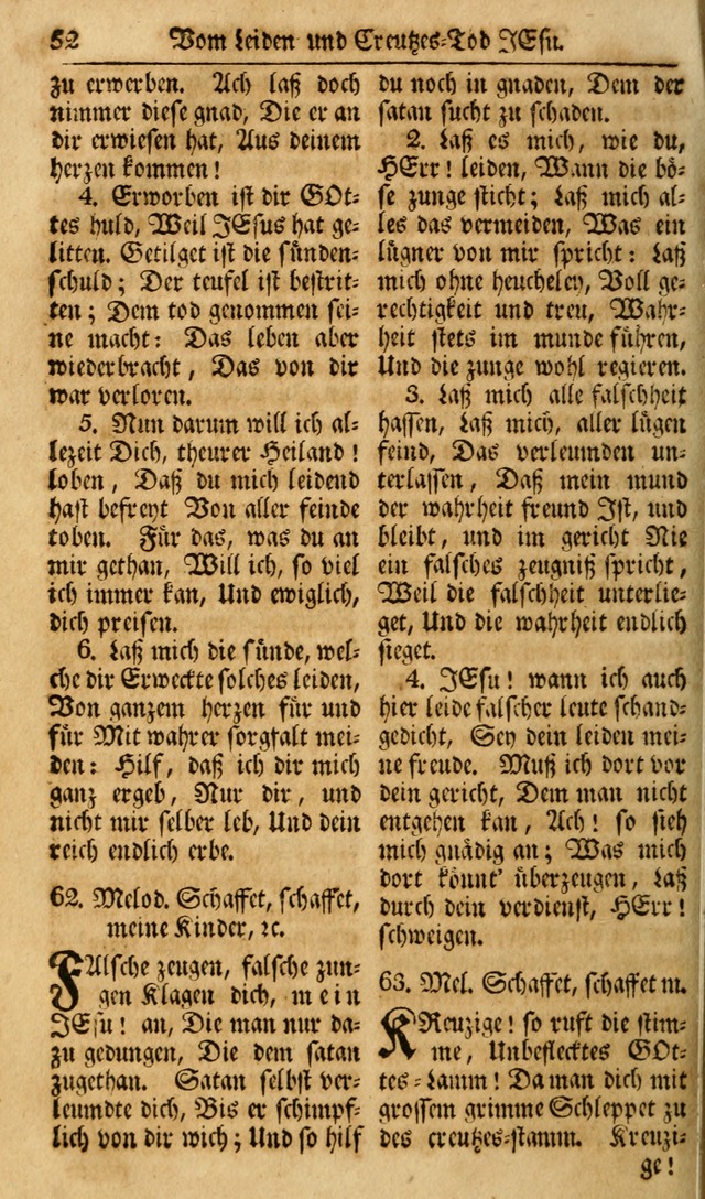 Das Geistliche Saitenspiel: oder, Eine Sammlung auserlesener, erbaulicher, geistreicher Lieder zum Gebrauch aller Gottliebenden Seelen, insonderheit für dei Gemeinen der Evangelischen... (1st Aufl.) page 52