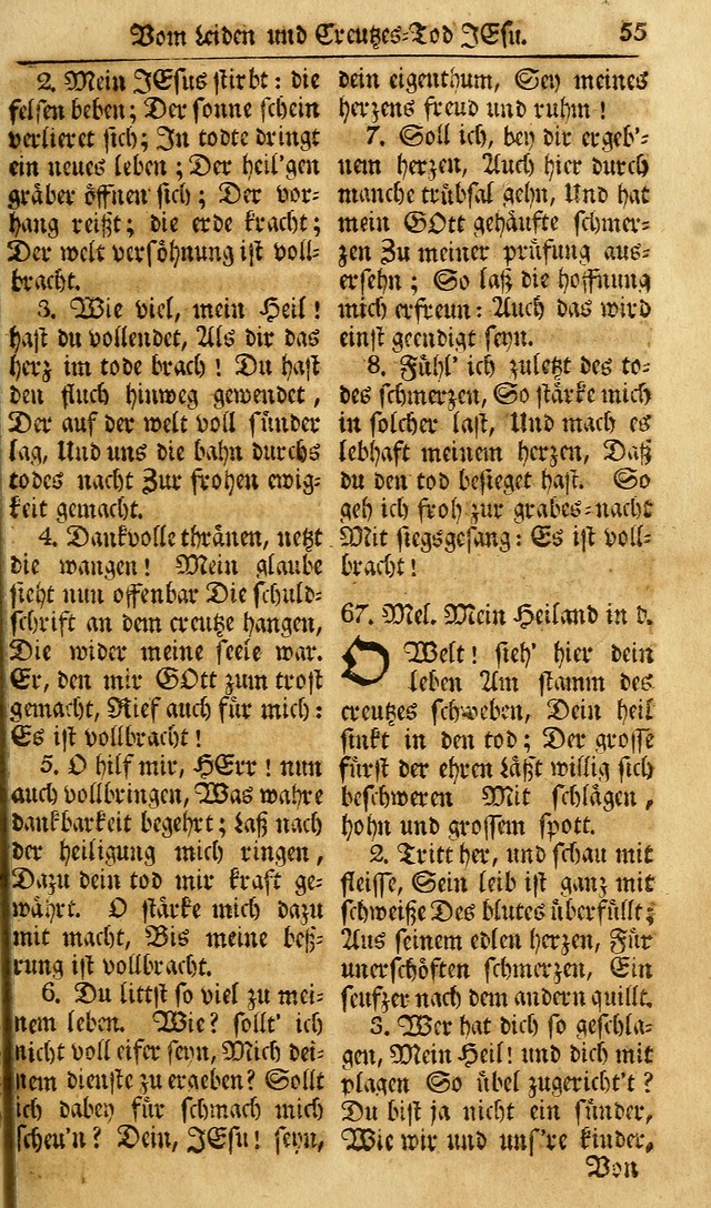 Das Geistliche Saitenspiel: oder, Eine Sammlung auserlesener, erbaulicher, geistreicher Lieder zum Gebrauch aller Gottliebenden Seelen, insonderheit für dei Gemeinen der Evangelischen... (1st Aufl.) page 55