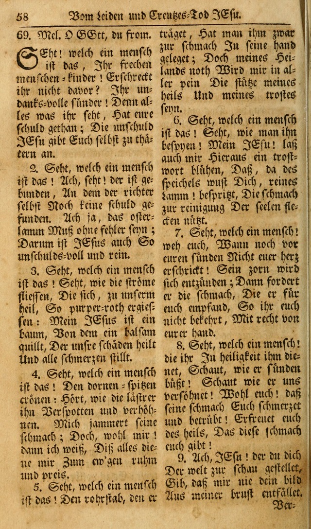 Das Geistliche Saitenspiel: oder, Eine Sammlung auserlesener, erbaulicher, geistreicher Lieder zum Gebrauch aller Gottliebenden Seelen, insonderheit für dei Gemeinen der Evangelischen... (1st Aufl.) page 58