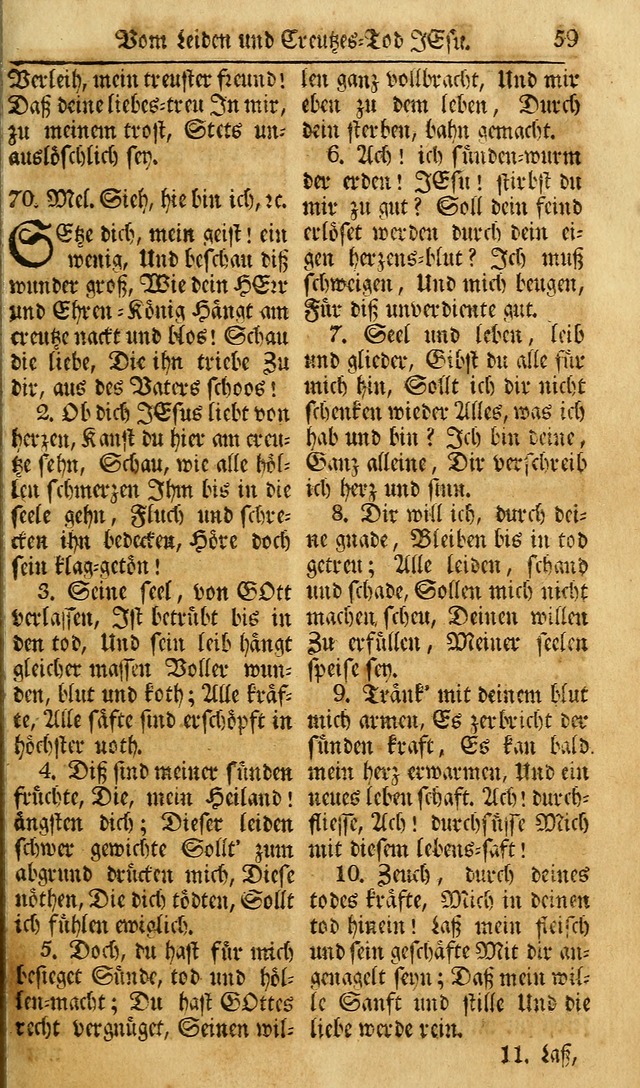 Das Geistliche Saitenspiel: oder, Eine Sammlung auserlesener, erbaulicher, geistreicher Lieder zum Gebrauch aller Gottliebenden Seelen, insonderheit für dei Gemeinen der Evangelischen... (1st Aufl.) page 59